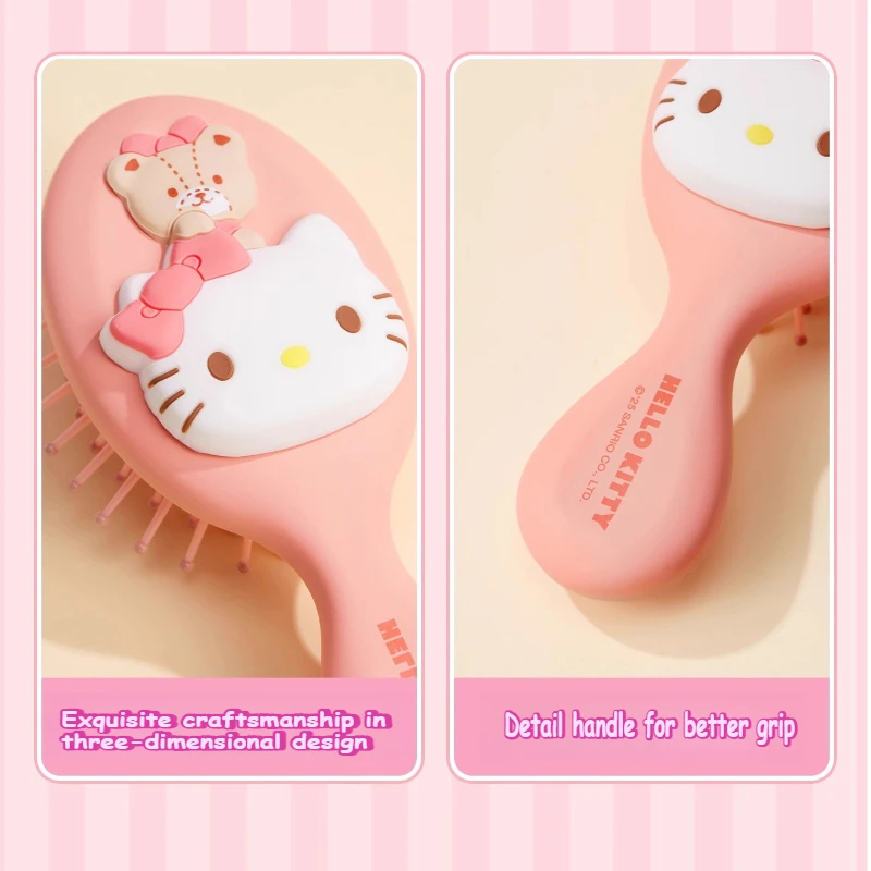 Sanrio Cartoon Pattern Air Cushion Comb Hello Kitty Airbag Cushion Comb Kuromi Cinnamoroll Y2k Things Black Portable Combs Girls
