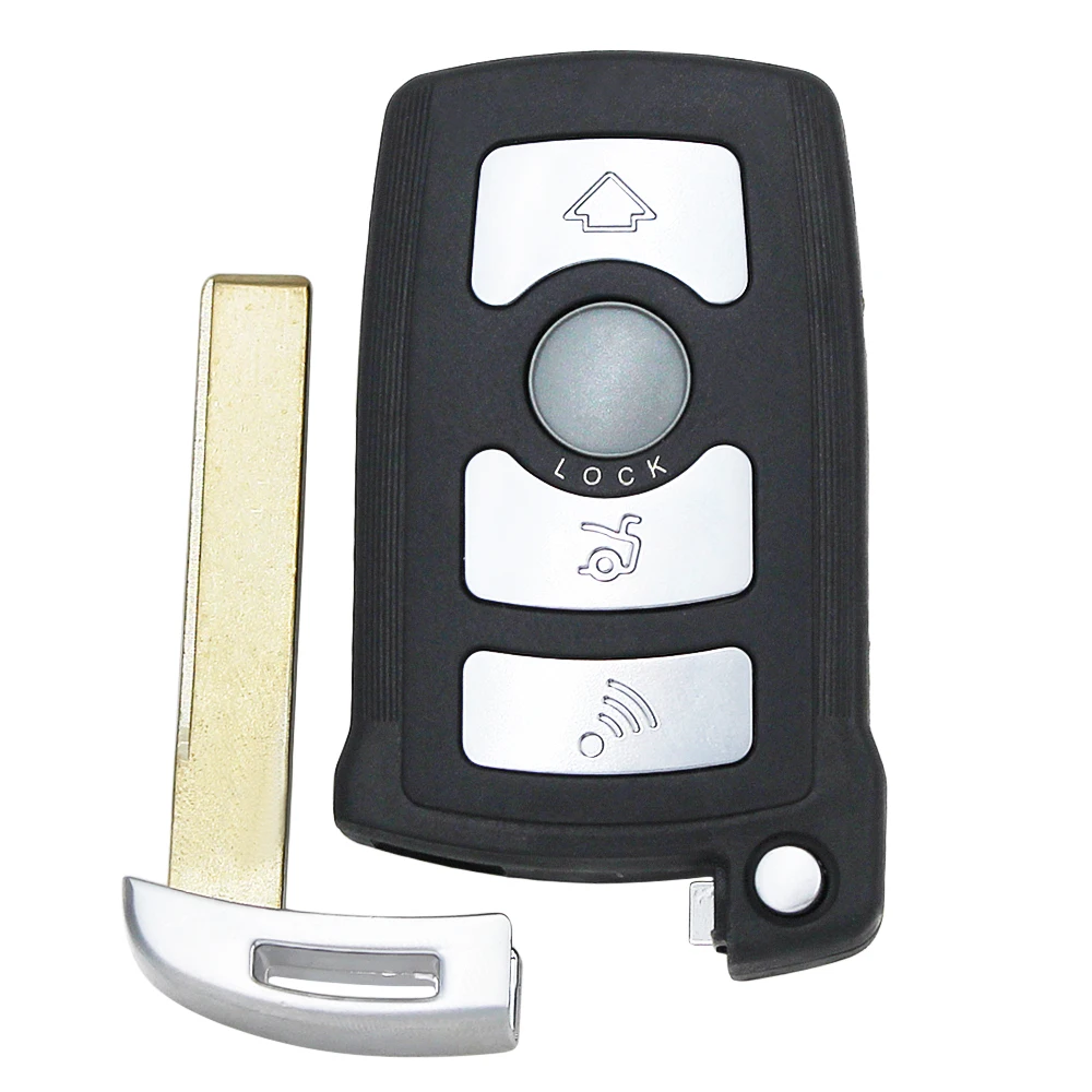 Ecusells 4 Button Smart Remote Key Fob Shell Case for BMW 7 SERIES WITH UNCUT KEY