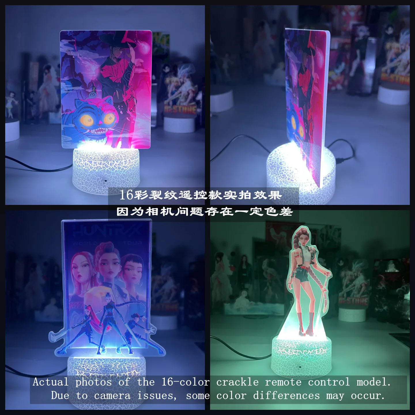 Kpop Demon Hunters Acrylic 3d Lamp Anime Figure Touch Screen Light Sign Remote Control Design 16 Color Lamp Base Desktop Gift - Image 4