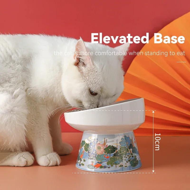 Chinese Style Cat Bowl Ceramic Pet Food Water Feeders Elevated Cats Drinking Eating Supplies Small Dogs Feeding Products