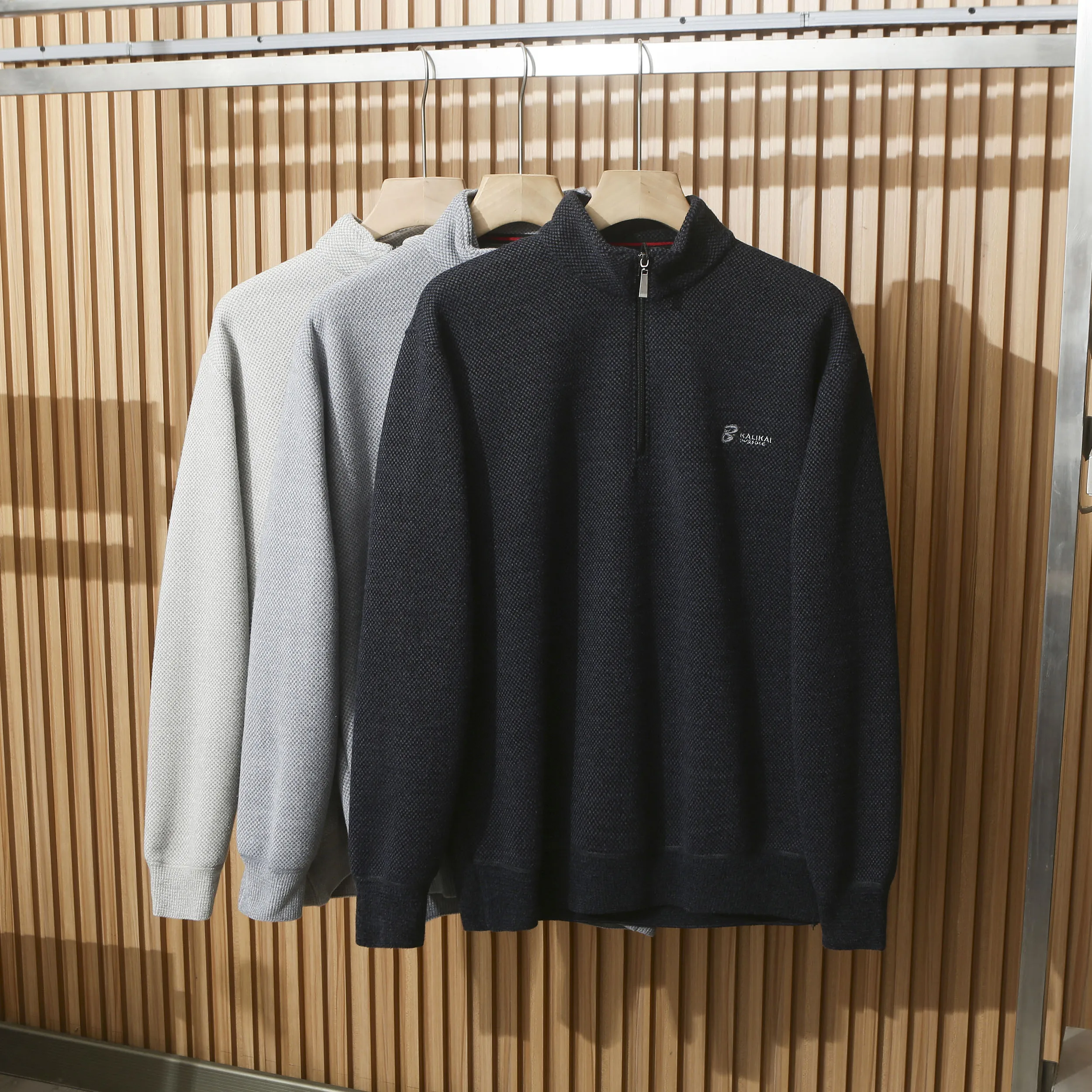 سترة مريحة مبطنة بسحاب للرجال، ملابس كاجوال من نسيج البوليستر والنايلون، ملابس تريكو دافئة ومريحة