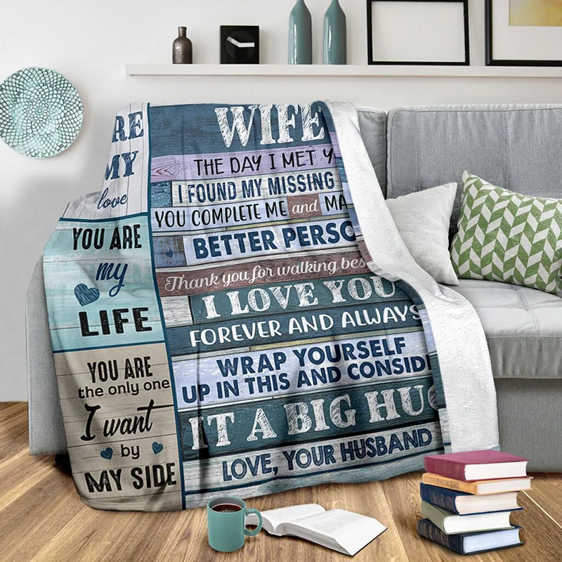 

You Are My Life Fleece Blanket Letter Printed Warm Blanket for Sofa Bed You Are My Life letter printed fleece sofa bed chair