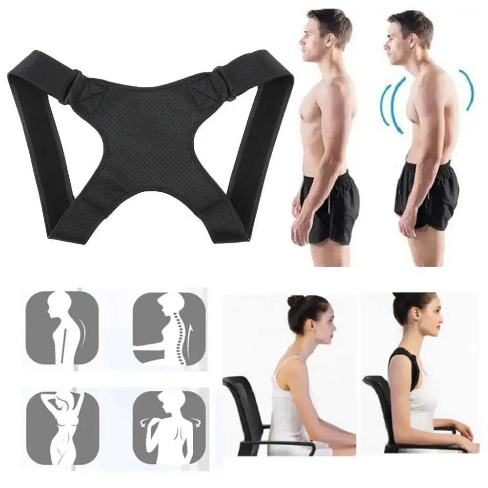 

Новый черный пояс с подтяжкой для тела, регулируемый мягкий пояс для поддержки плеч на спине, корректор осанки унисекс
