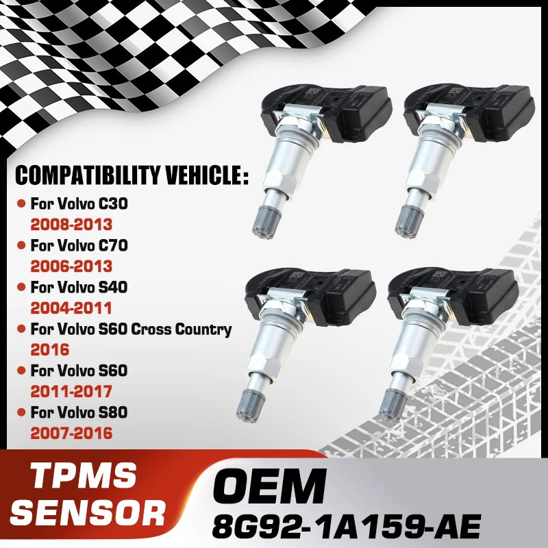 

TPMS Tire Pressure Monitor Sensor For Volvo C30 Volvo C70 Volvo S40 Volvo S60 Cross Country Volvo S60 Volvo S80 8G92-1A159-AE