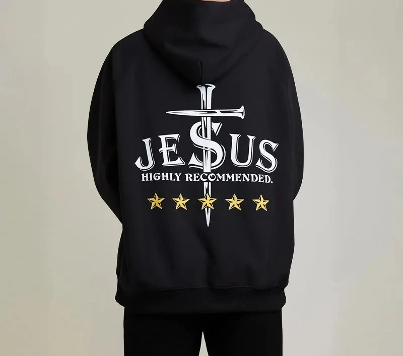

2025 Autumn and Winter Unisex 100% Cotton Jesus Is Highly Recommended Print High-end Luxury Is for Both Men and Women Top Y2k
