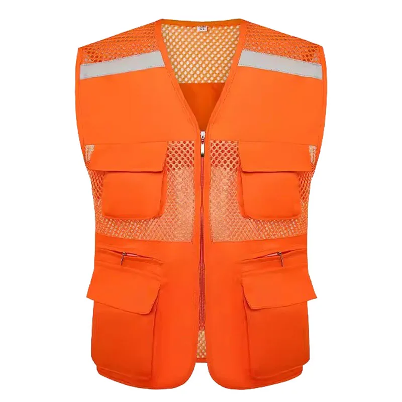 Tool Vest with Breathable Mesh Tool Pockets and Reflective Stripes Heavy Duty Work Vest for Carpenter and Construction Worker