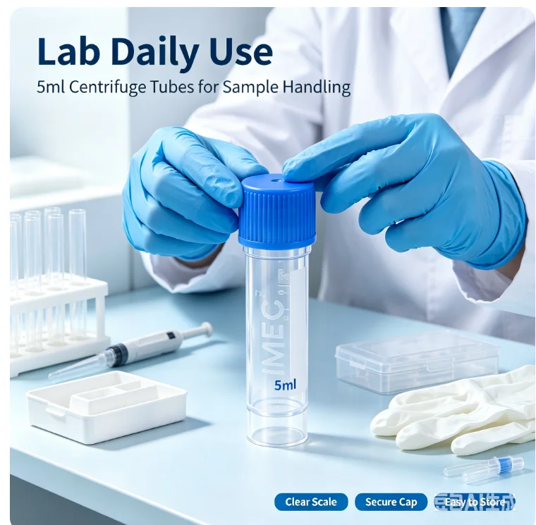 300Pcs 5ml Plastic Centrifuge Tubes Screw Lid Graduated Conical Bottom Sample Collection Tube Lab Veterinary Sample Storage
