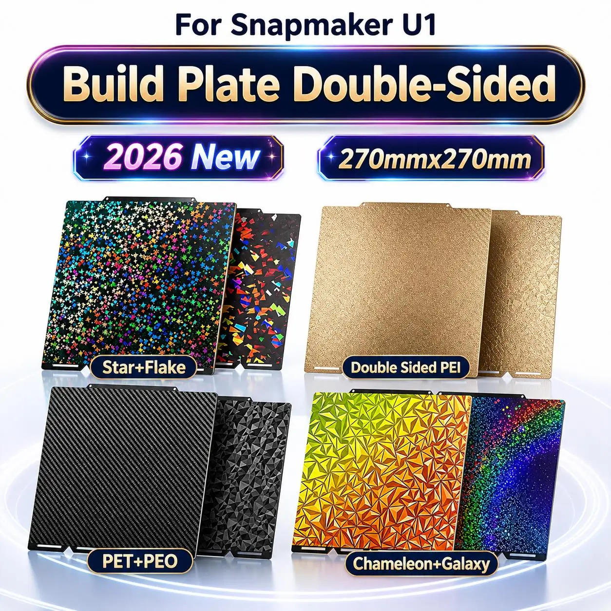 Kaltbauplatte für Snapmaker U1 3D-Drucker 270x270MM Bauplatte Doppelseitige Niedertemperatur-Druckplattform mit abnehmbarer Oberfläche