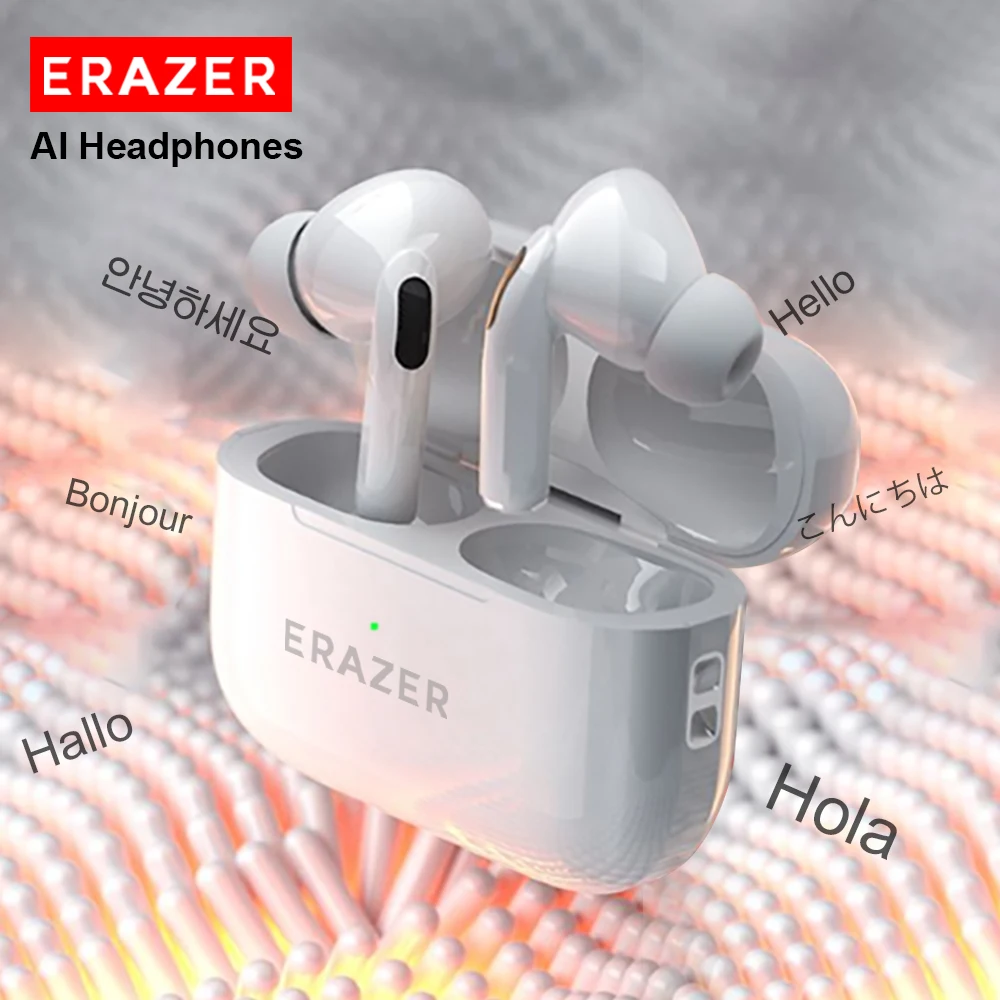 ERAZER Air Pro AI traducción auriculares inalámbricos Bluetooth auriculares en tiempo Real Control táctil auriculares estéreo HiFi música llamada HD