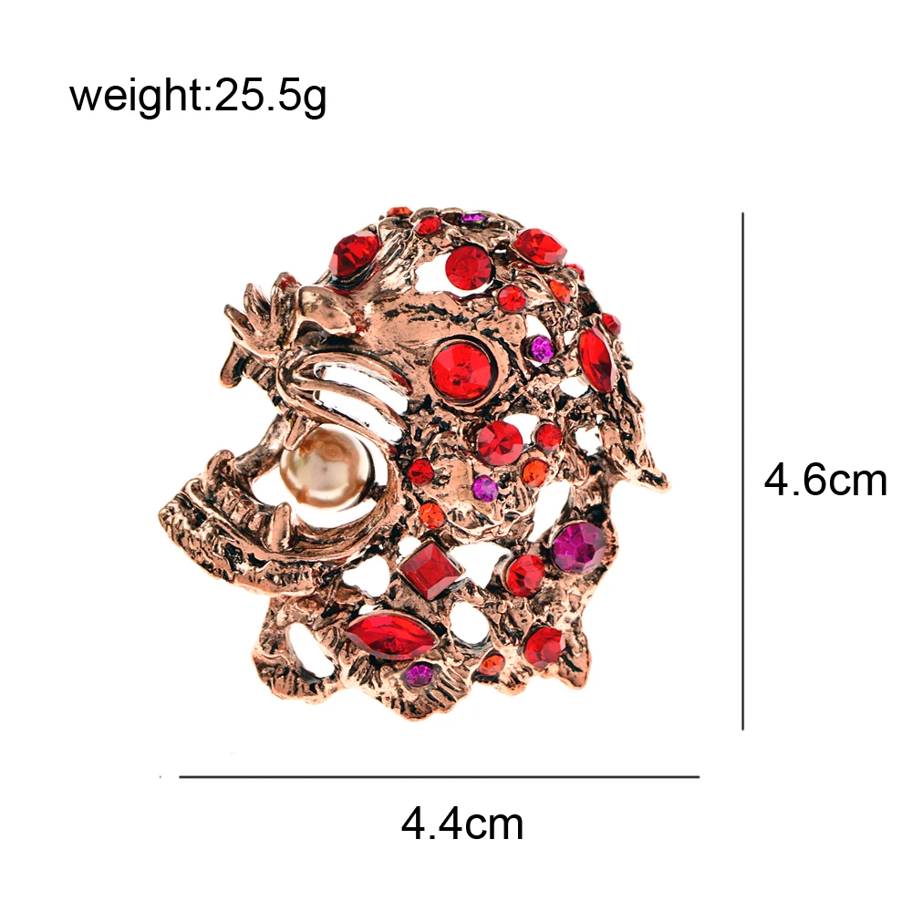 CINDY XIANG Rhinestone Hollow Lion Head Brooch Pins