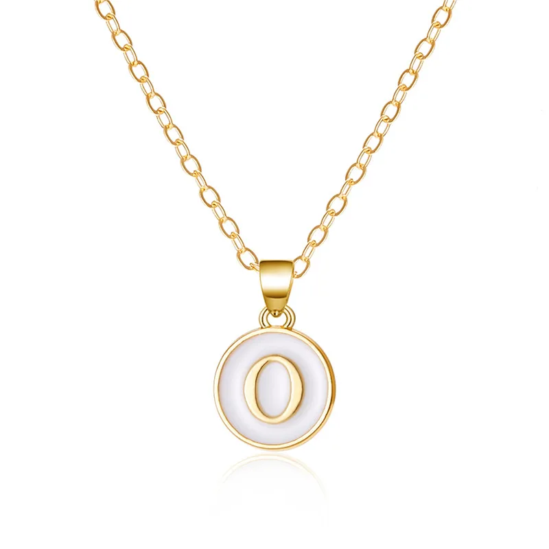 Mode A-Z 26 Buchstaben Halskette Für Frauen Exquisite Initialen Name Runde Emaille Anhänger Schlüsselbein Kette Choker Halsketten Schmuck – Detail 17