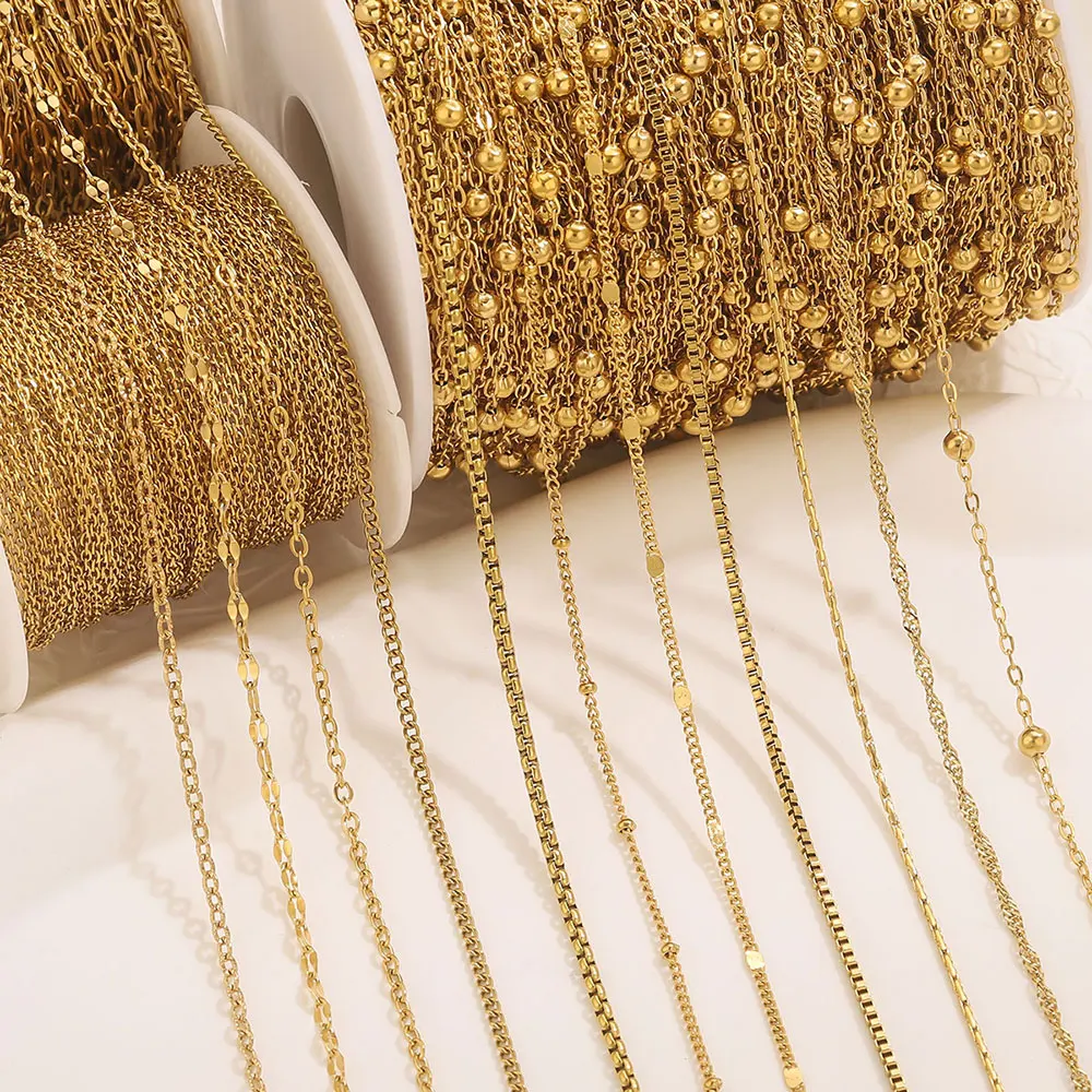 

2meters Golden Stainless Steel Cuban Cross O-Twist Cable Chain Jewelry Making Chain for DIY Women's Necklace Exquisite Wholesale