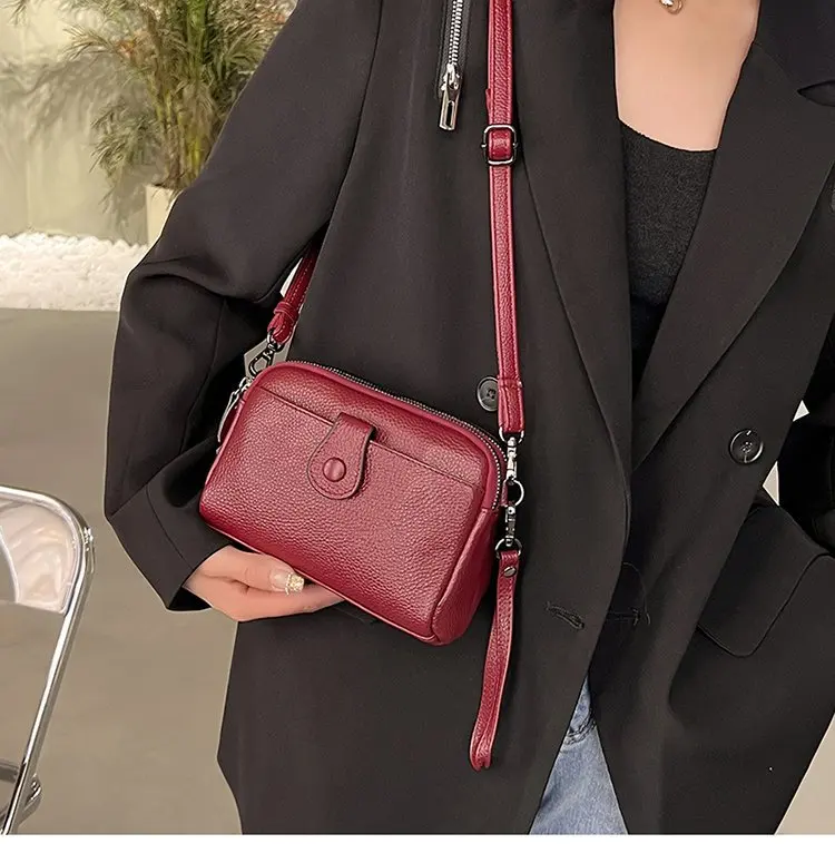 Frauen Aus Echtem Leder Schulter Tasche Neue Casual Weibliche Kleine Umhängetaschen Für Frauen Tasche Handy Tasche Tag Kupplungen – Detail 4