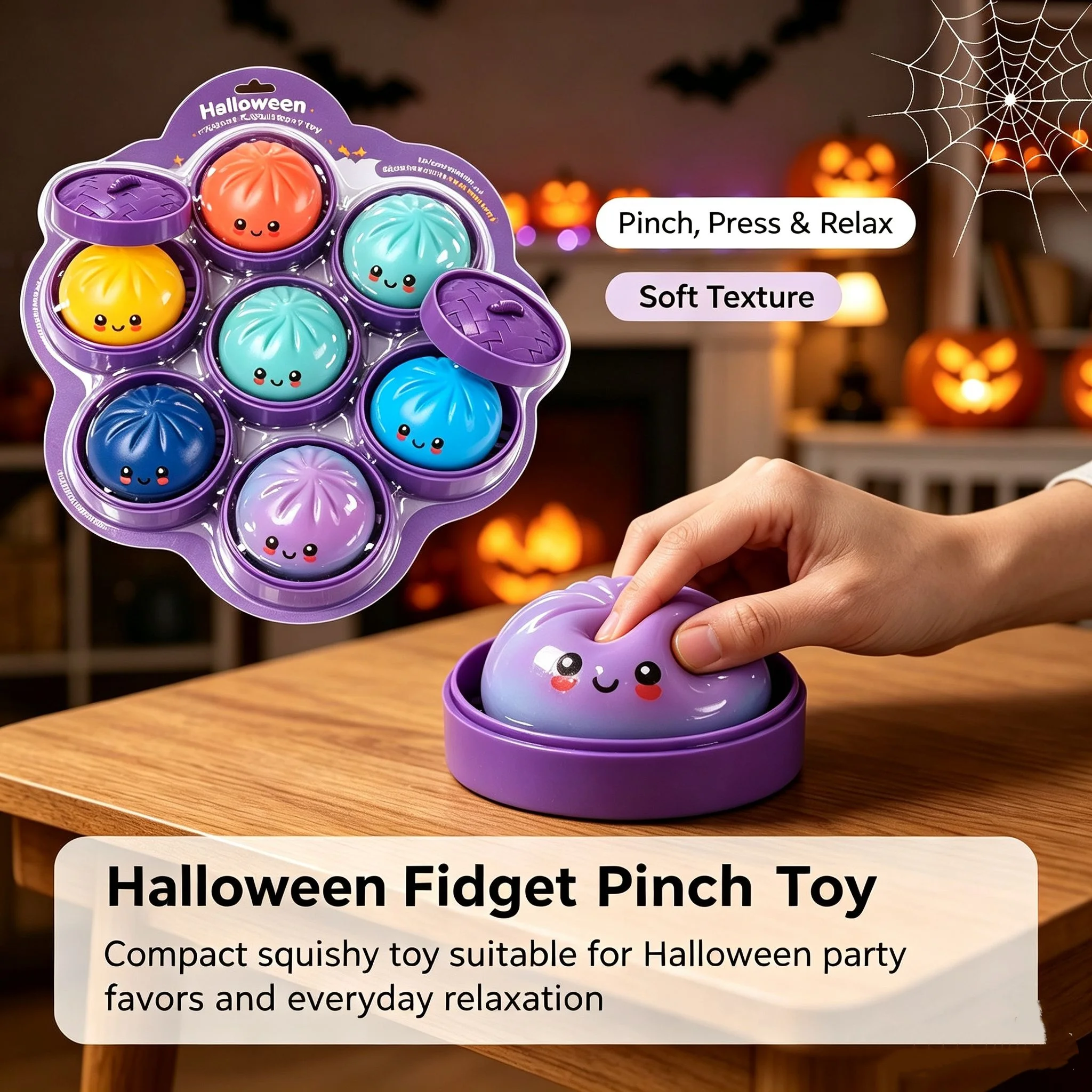 Glitter Soft Halloween Ghost Squeeze Toy Slow Rebound Squeezable Non-Toxic Toy for Trick or Treat Giveaways