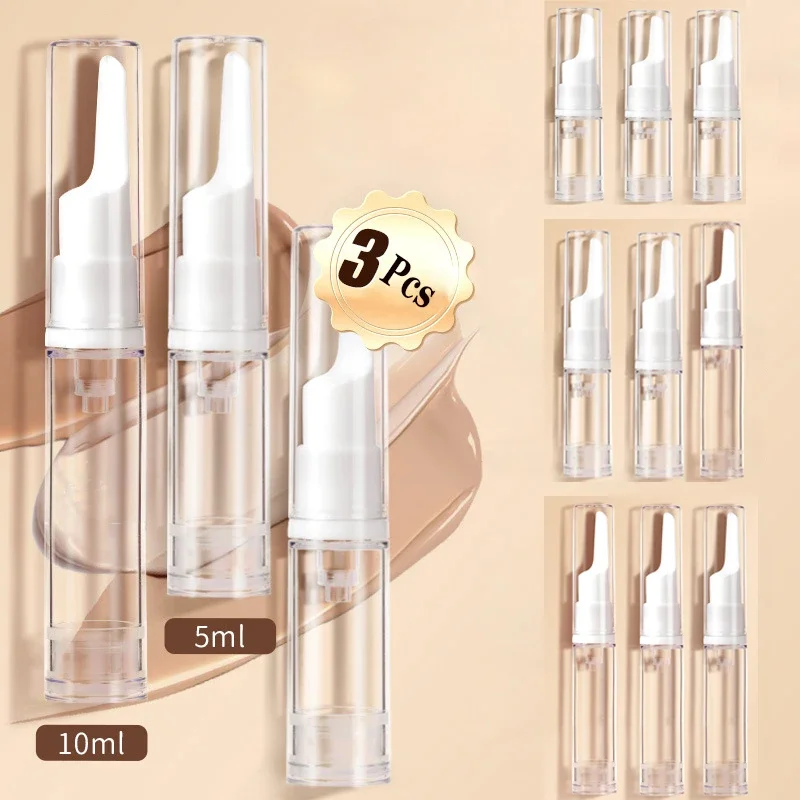 

5/10/15ml Clear Foundation Dispenser Bottle Portable Travel Essence Sample Container Airless Vacuum Eye Gel Cream Empty Tubes