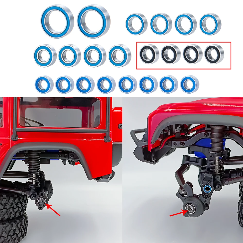 YEAHRUN 22 szt. TRX4M łożysko stalowe piasta koła oś uszczelnione łożysko do TRX4-M Bronco Defender 1/18 gąsienica RC część samochodowa