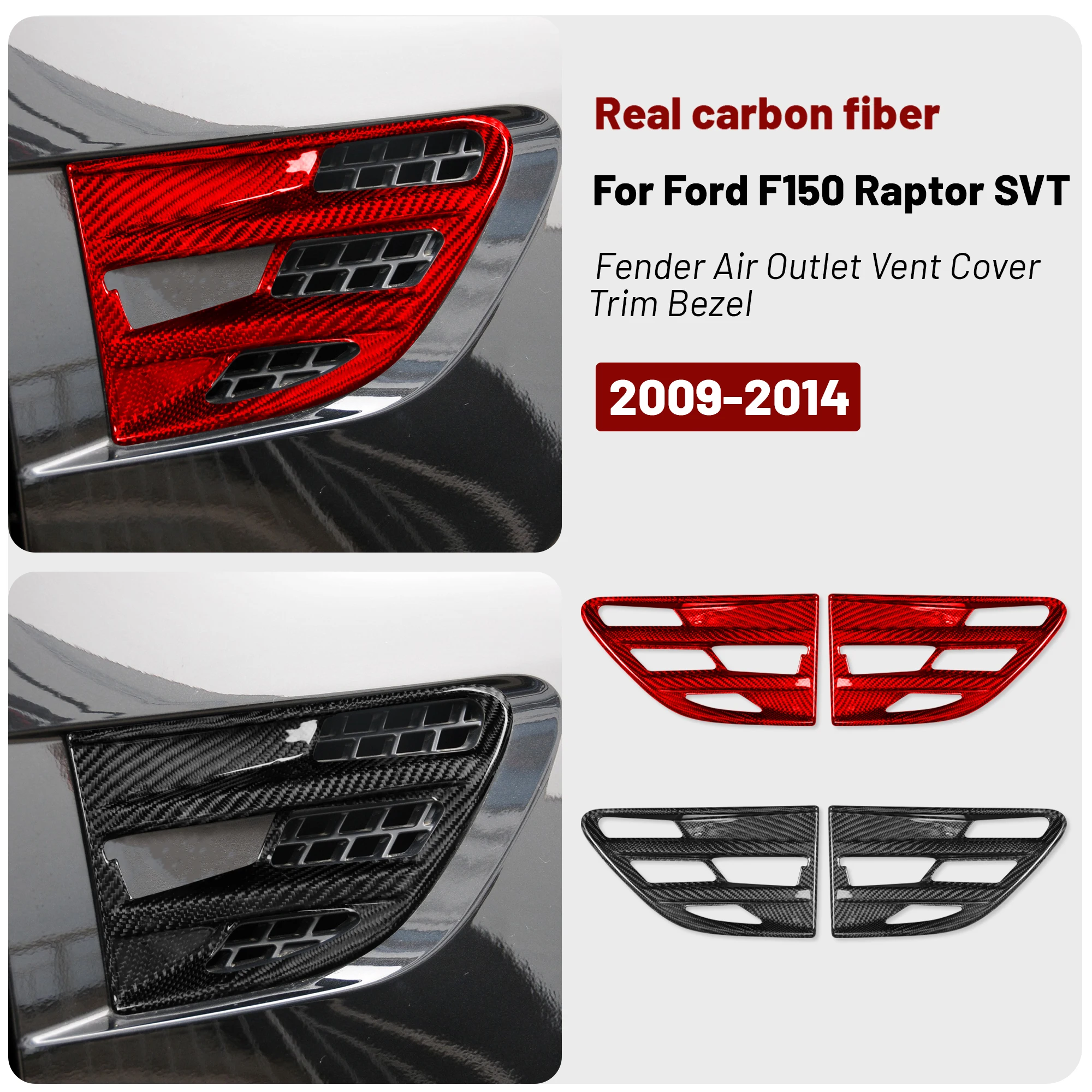 

Real Carbon fiber Car Front Bumper leaf panel air outlet decorative panel For Ford F150 Raptor SVT 09-14