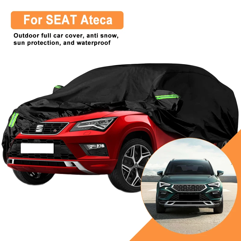 Full Car Cover For SEAT Ateca All Weather Outdoor Snow Sun UV Dustproof with Reflective Strips Wind Straps