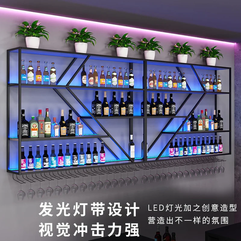 

Bar Bar Wall Hanging Wine Rack Wall Luminous Shelf Baijiu Cabinet Restaurant Red Grape Beer Rack