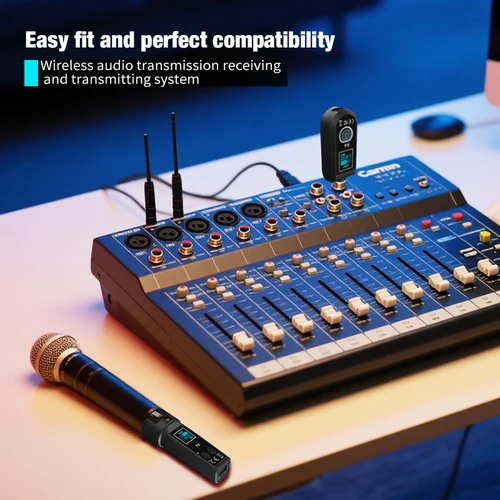 Imagen 2 del producto Micrófono UHF convertidor inalámbrico condensador dinámico recarga Universal XLR transmisor y receptor para micrófono mezclador de Audio guitarra