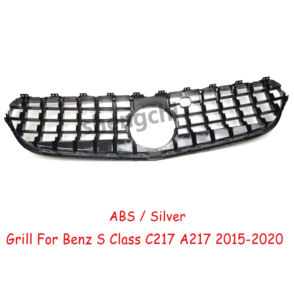 W217 GT Style Black/ Silver Front Bumper Grill For Mercedes Benz S Class C217 Coupe A217 S500 S550 S560 2015-2020 NO Fit S63 S65