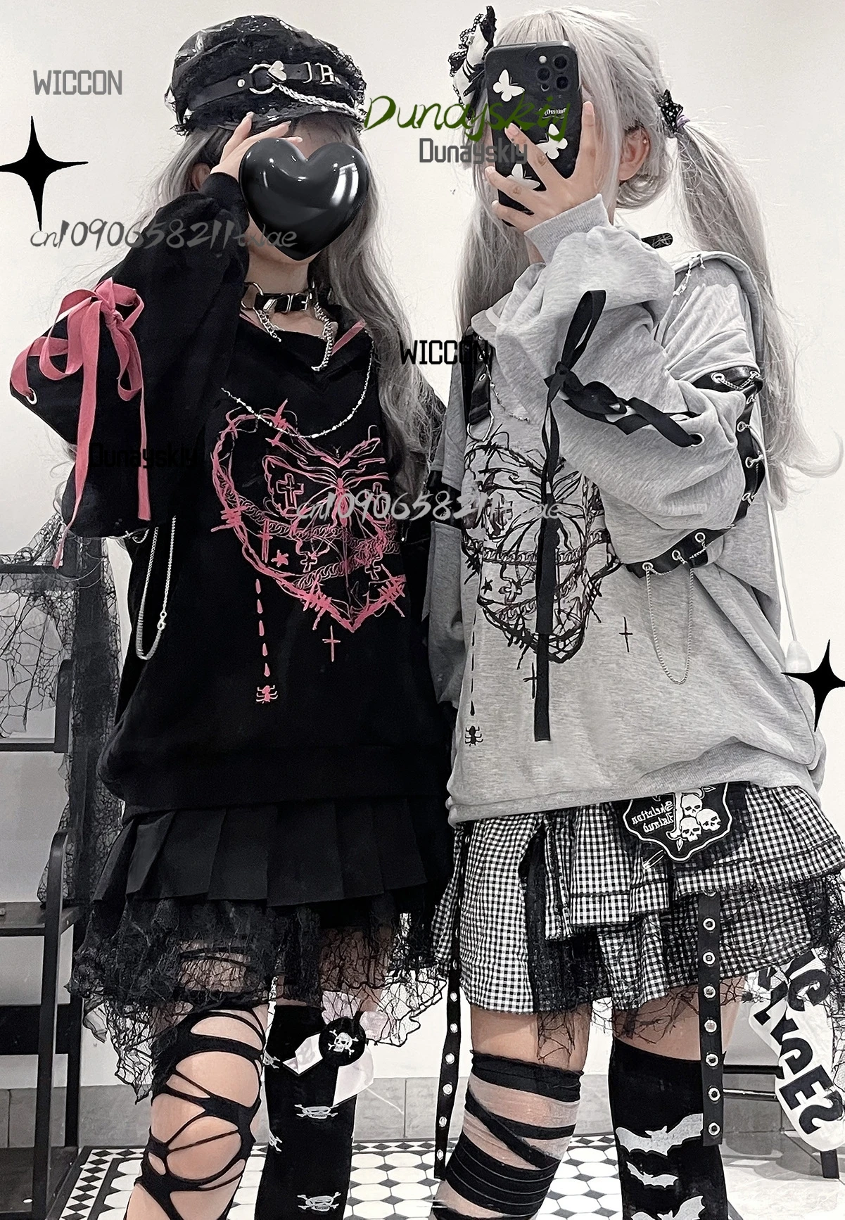 ผีเสื้ออิเล็กทรอนิกส์ hoodie ครึ่งกระโปรงผู้หญิงชุดทุกวัน cyberpunk jirai kei ชุด kawaii ชุดคอสเพลย์ฮาโลวีนคอสเพลย์