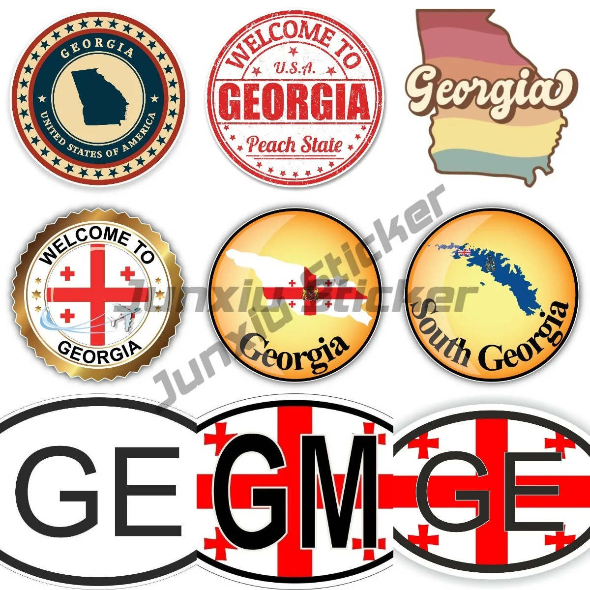 

Round Oval Georgia Map Flag Georgian Sticker Waterproof Decal Motocross Racing Laptop Helmet Trunk Car Sticker Car Accessories