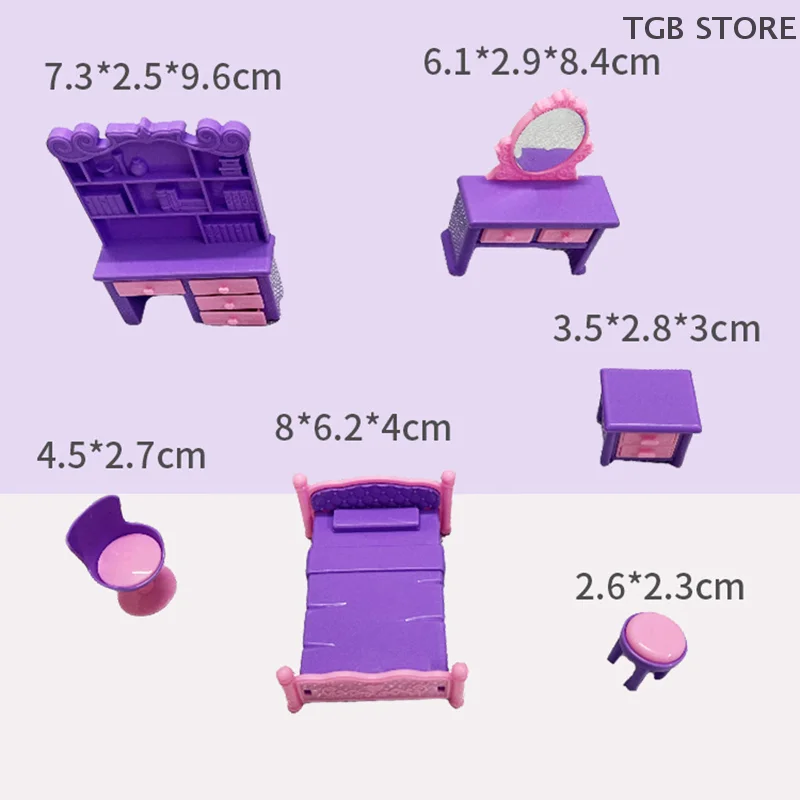 6 pièces/ensemble Table lit coiffeuse chevet bureau chaise meubles modèle 1:12 maison de poupée Miniature décor jouet maison de poupée accessoires
