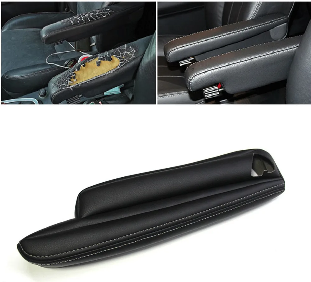 

For Land Rover Freelander 2 2007-2015 Right & Left Black Microfiber Leather Side Seat Armrest Handle Decor Cover Protection Trim