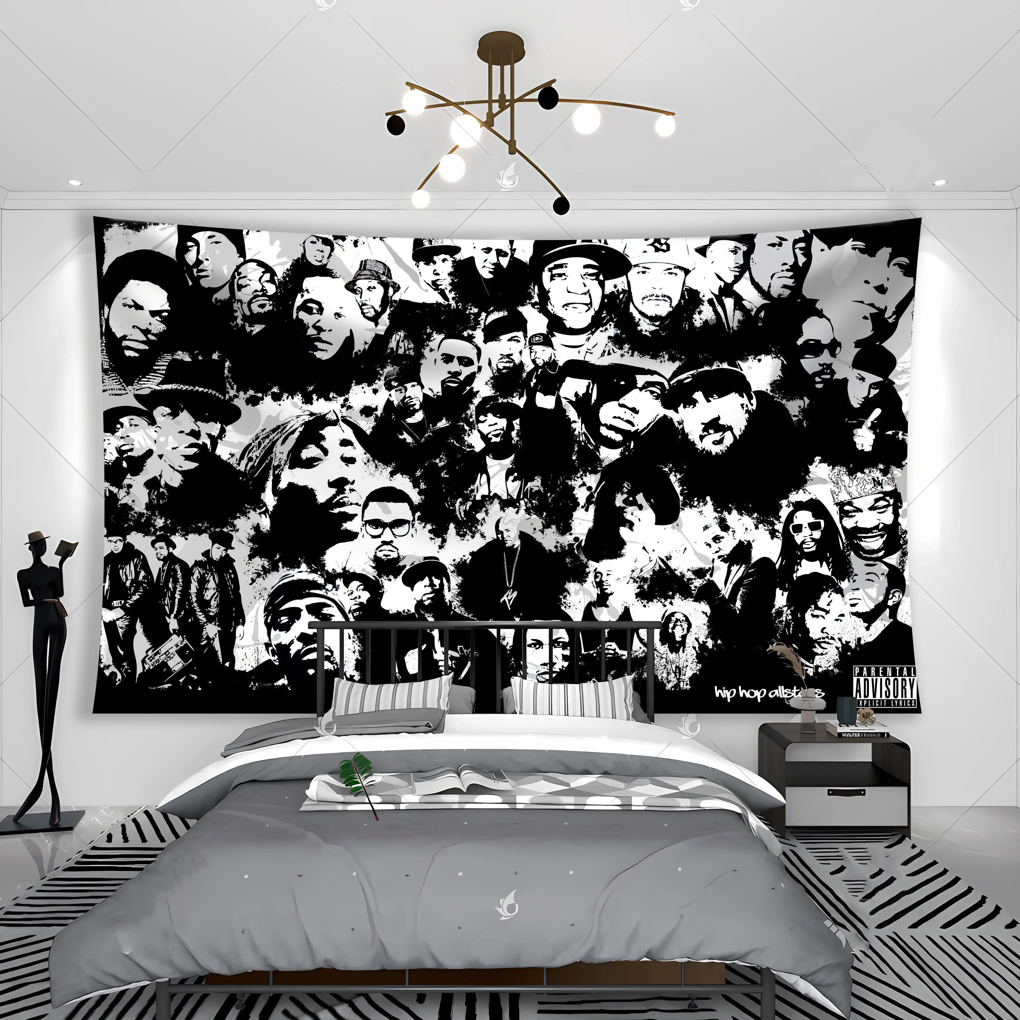 Tapestry Banner Music para decoração de casa, I'M, Hip Hop, Rapstar, Tupacs, Rock, Clube, Sala, Cabeceira, EM