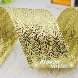 (5 Yards/roll)4cm Wide Gold Embossed Ribbon Gift Flower Package Festival Party Wedding Decoration Handicraft Production Bow