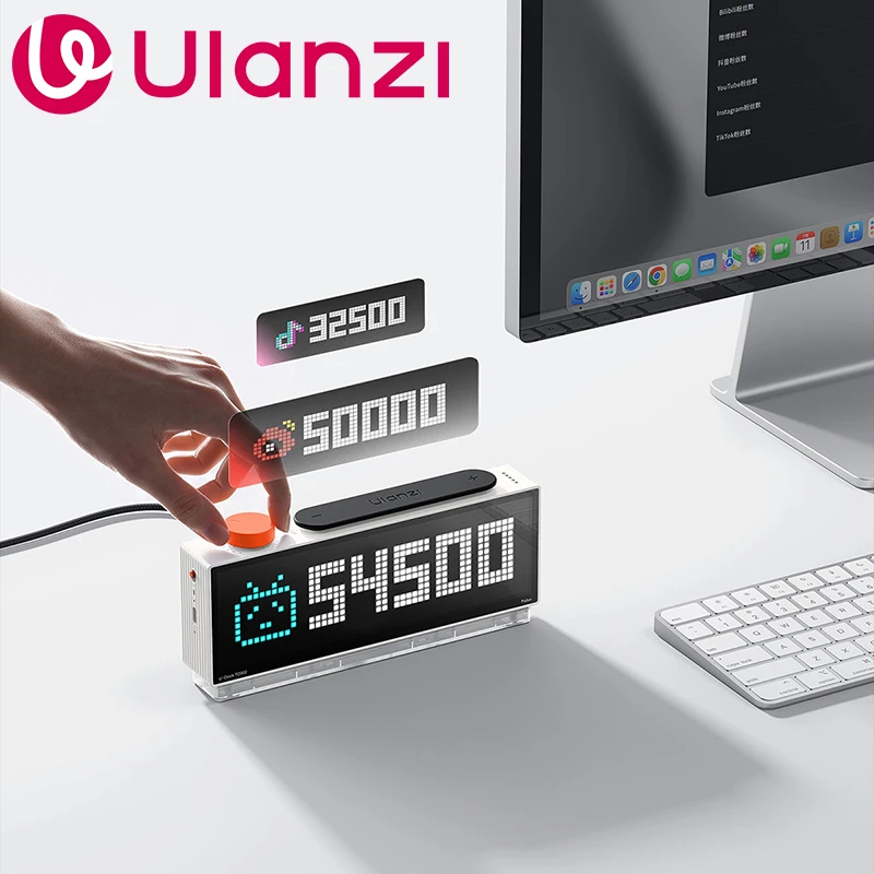 Ulanzi TC002 Pixbar スマートデジタルピクセルクロックII クリエイティブ機能 天気予報 フォロワー同期 スタジオ作業 学習用