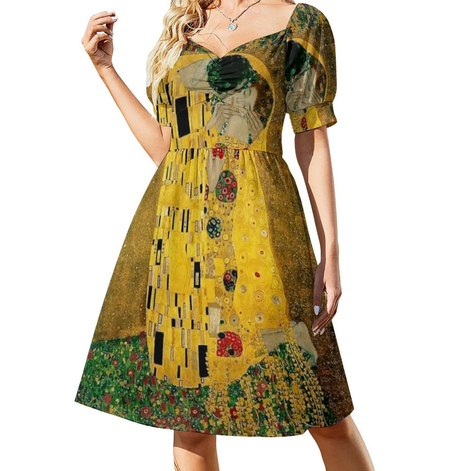 

The Kiss by Gustav Klimt Liebespaar - The Lovers Short Sleeved Dress women's summer dresses 2025 dress women summer Dress