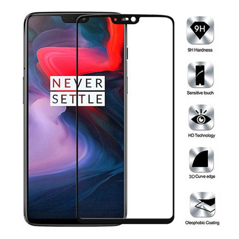 Película de vidro temperado para oneplus 6 a6003, película protetora completa para oneplus6 one plus 6 1 + 6 6.28 ", cobertura total