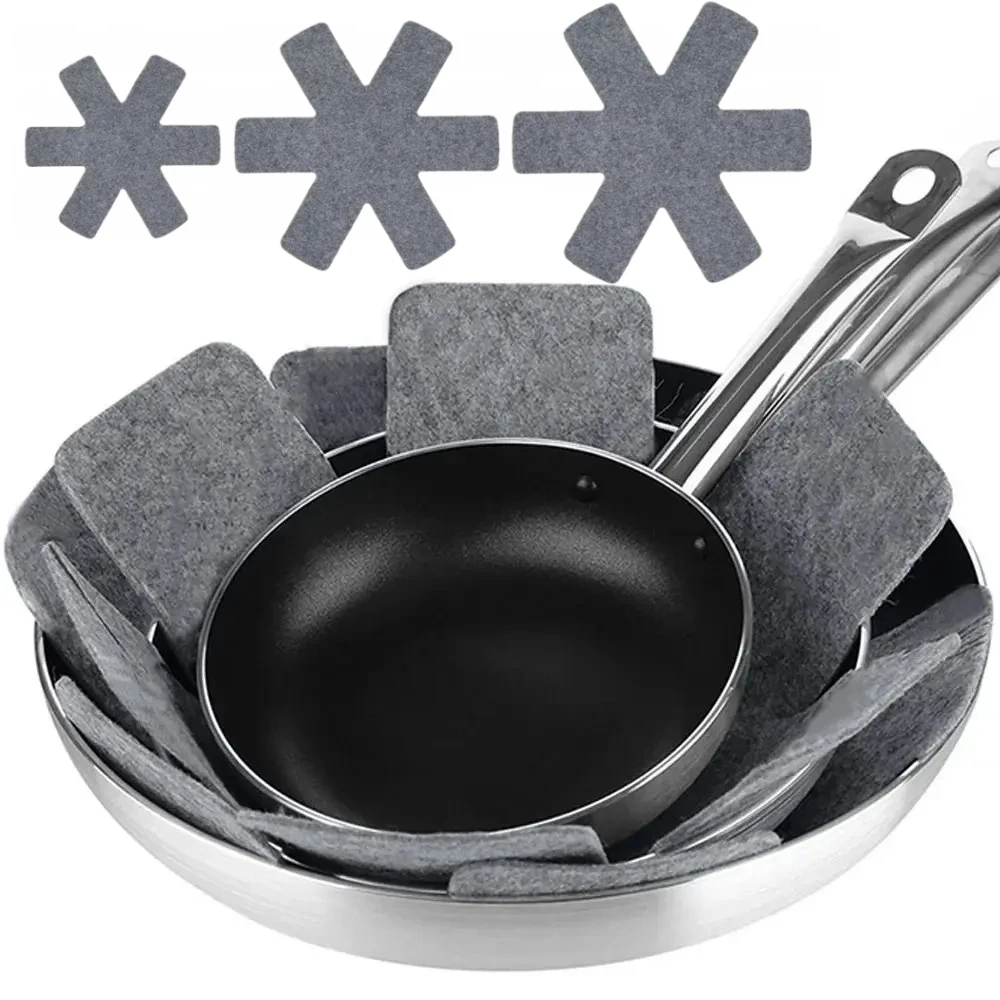 5pcs Non-woven Pot Pan Felt Protectors Heat Resistant Anti-Scratch Pot Dividers Kitchen Tool Pans Separator Pads
