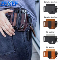 ZEXEF Tactical Multi Tool Belt Leather Bag Portable Storage Bag Holster Outdoor Camping Hunting Waist Leather Bag Outdoor Tool