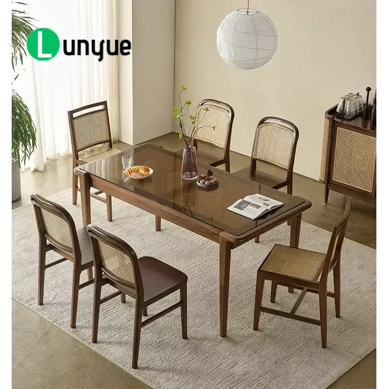 Modern Glass Top Dining Table and Chair Set Simple Home Furniture for Apartment Living Room Kitchen Durable Space Saving