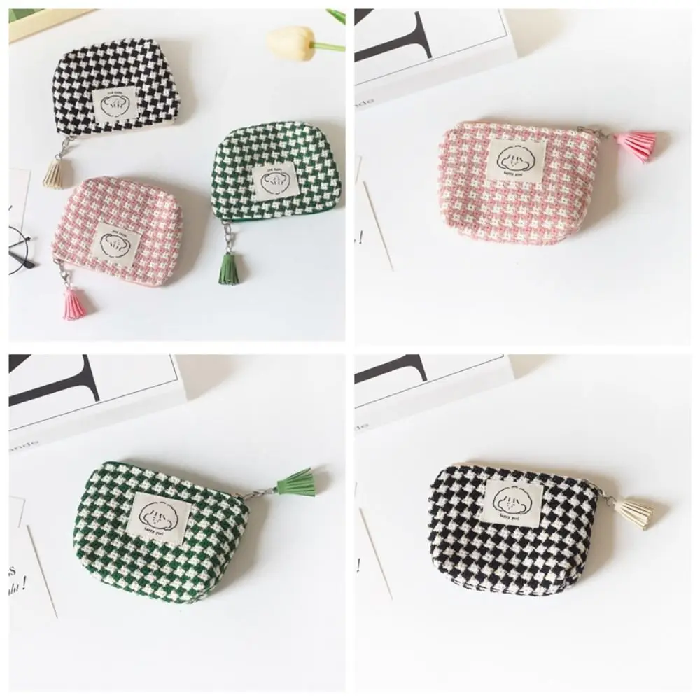 

Large Capacity Plaid Mini Coin Purse Plaid Makeup Bag Sanitary Napkin Storage Bag Korean Style Small Item Bag Tampon Organizer