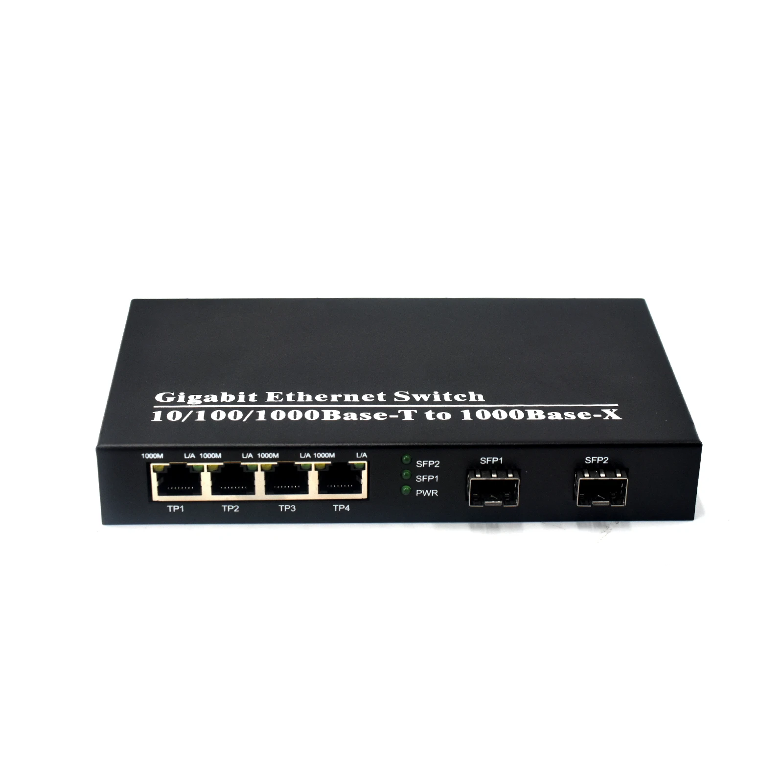 Gigabit 2 SFP fiber port 4 RJ45 Ethernet switch single fiber 1310nm / 1550nm media Ethernet converter