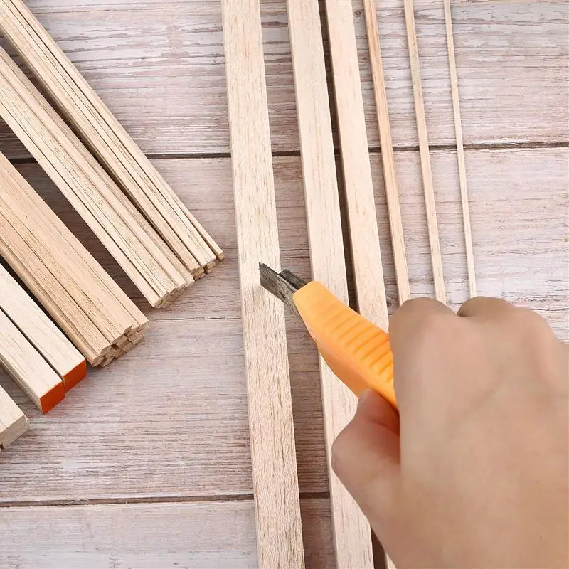 30cm/50cm Long Square Wooden Bar Wood Stick Strips For Airplane Model Building Model Making DIY Handmade Crafts Art Supplies