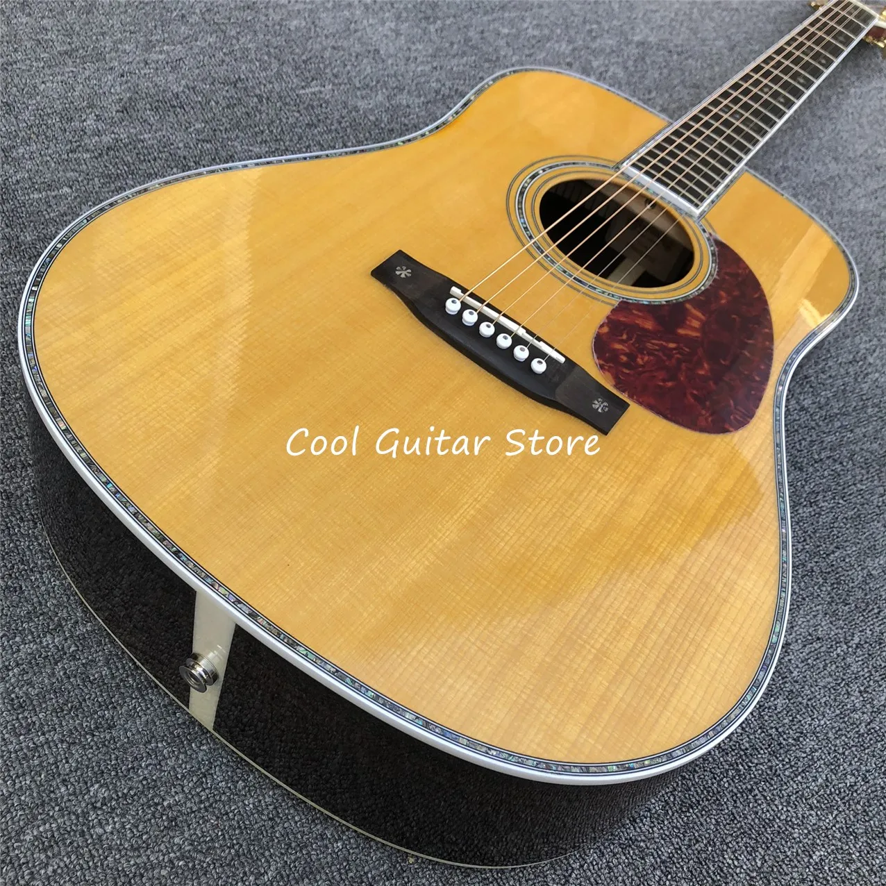 All Real Abalone D Style Acoustic Guitar,Solid Spruce Top Ebony Fingerboard, OEM Custom Guitar,Free Shipping, 41 Inches