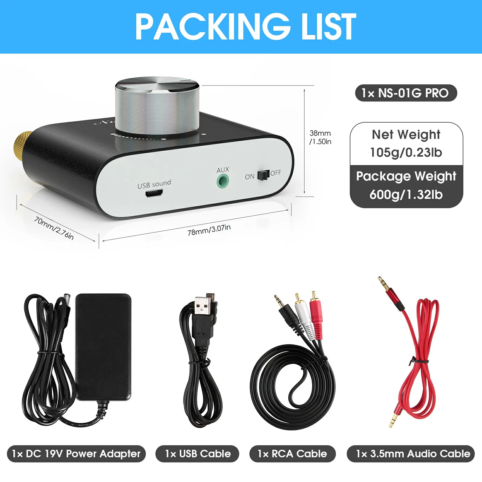 Douk Audio Mini Bluetooth 5,0 TPA3116 amplificador de potencia receptor de Audio inalámbrico estéreo Hifi amplificador de coche para Audio en casa 50W + 50W