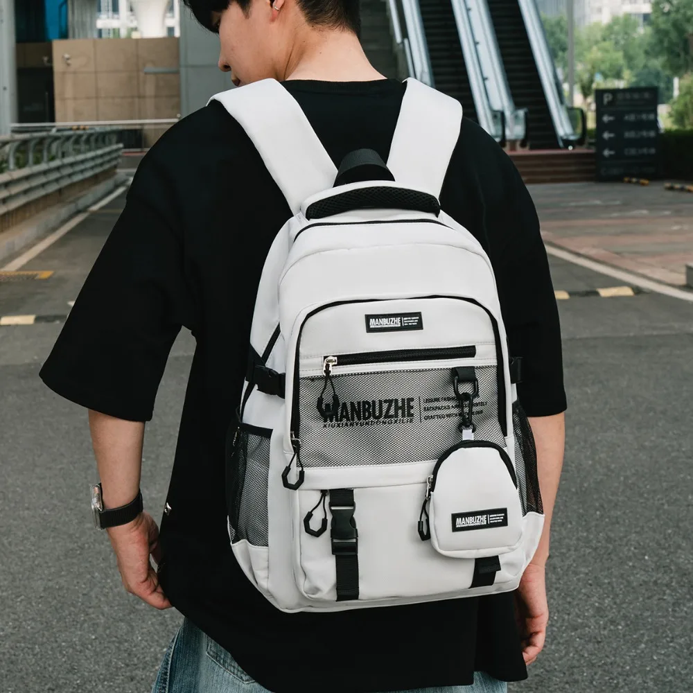 Lightweight nylon fabric, large-capacity student schoolbag, loose change bag, multi-pocket waterproof travel backpack