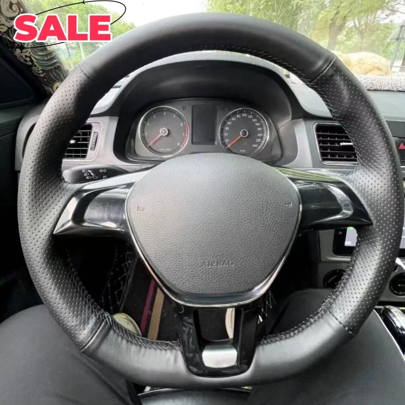 

Custom Hand-stitched Black Microfiber Leather Steering Wheel Cover For Volkswagen Golf 7 New Polo Jetta Passat B8 Tiguan Sharan