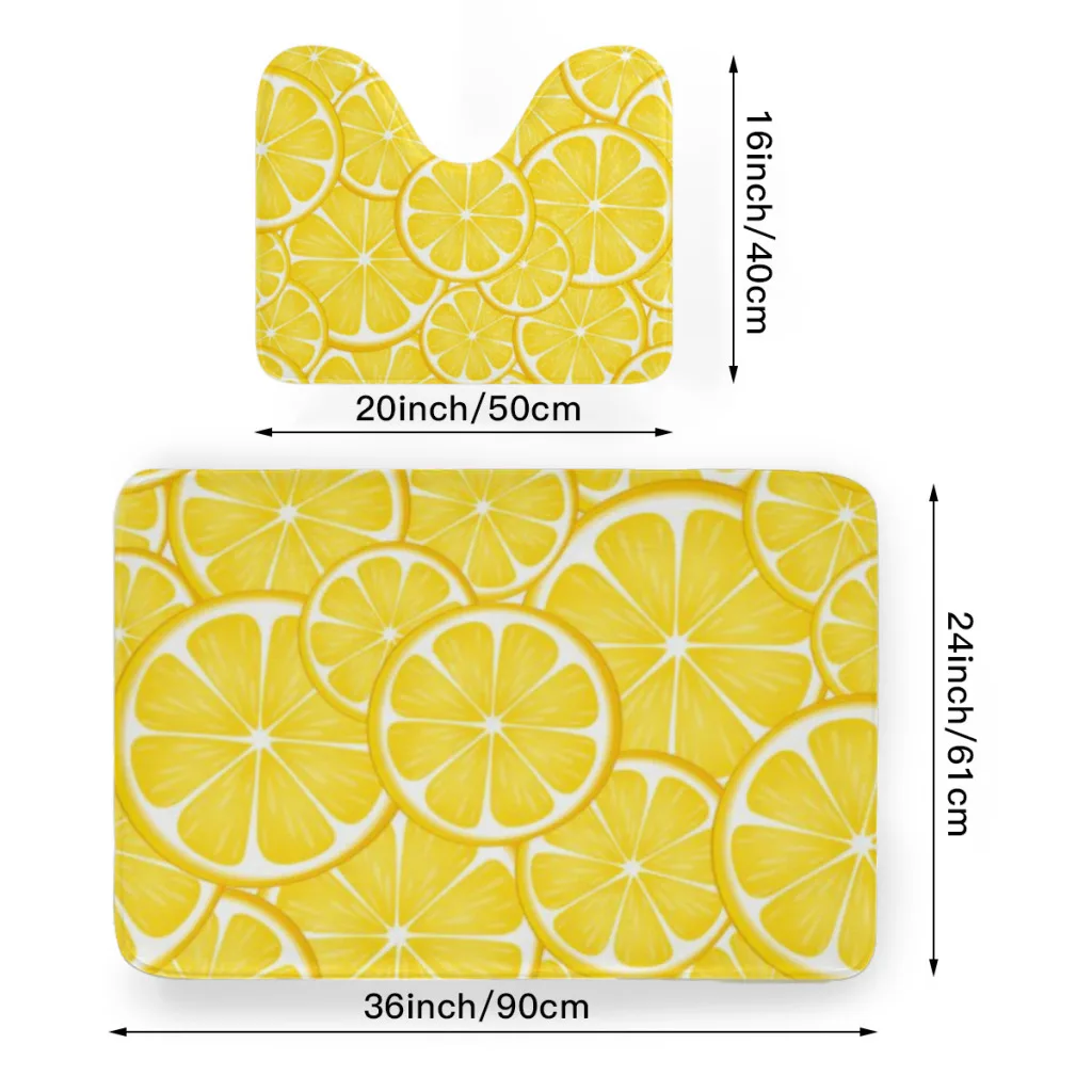 

2 Pieces Non-Slip Bathroom Rug, Soft Microfibers Absorbent Bath Mat, Lemon Yellow Machine Washable