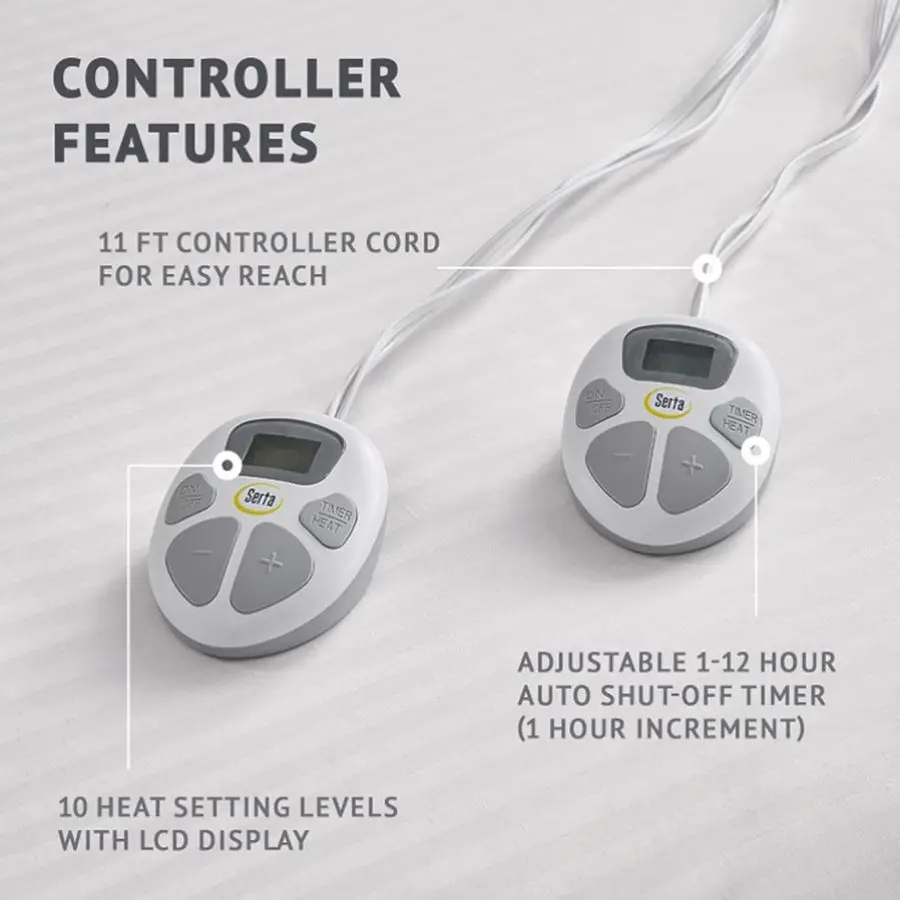 وسادة مرتبة ساخنة مقاومة للماء لتدفئة السرير الكهربائي مع 10 إعدادات للحرارة، ومؤقت إيقاف تلقائي، مرتبة كهربائية معتمدة من ETL P