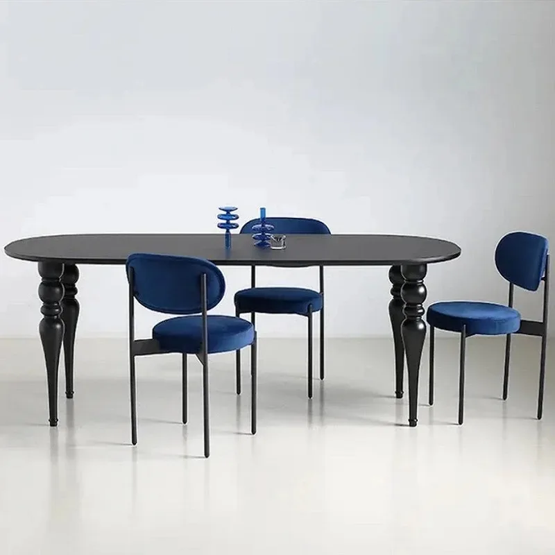

Unique Modern Design Dining Table Black 6 Person Oval Living Room Dining Table Nordic Wooden Mesas De Comedor Furniture Home