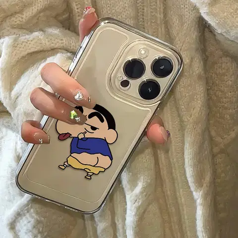 Pout Gesäß Crayon Shin Chan Handyhülle für iPhone 17 16 15 14 13 12 11 Pro Max XR XS MAX 7 8 PLUS MINI INS Transparente Abdeckung
