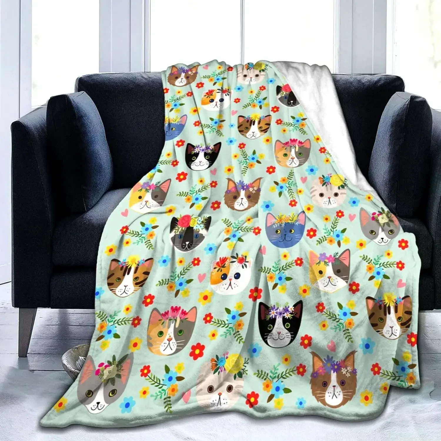 Super Soft Flannel Blanket for Women and Men, Cat Envelope, Bedding Gift, Comfortable and Warm, Gift for Girls