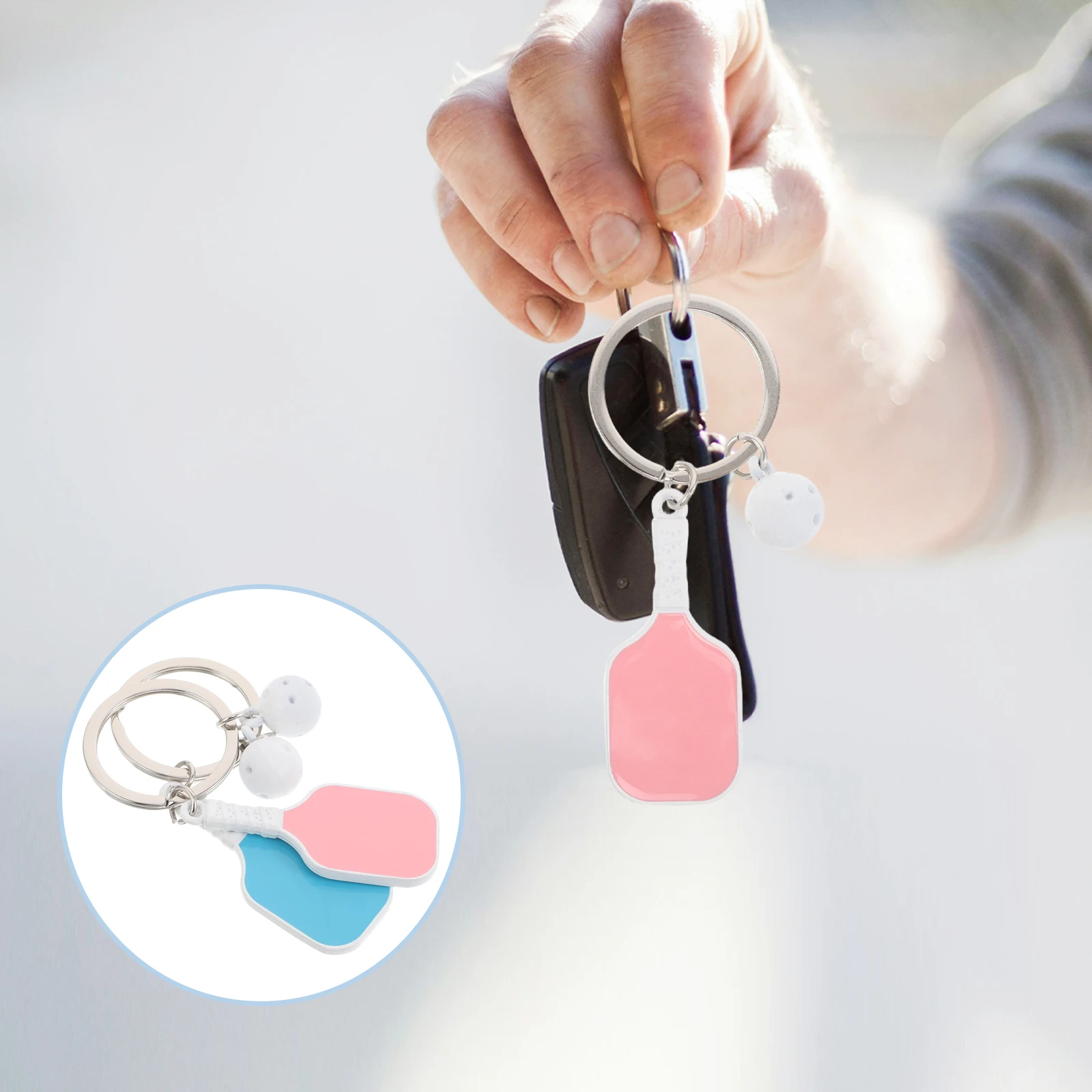 

2 Pcs Peak Ball Keychain Cute Purse Charm Girl Sport Accessory Manual Backpack Decorative Fan Basketball Souvenir Keyring